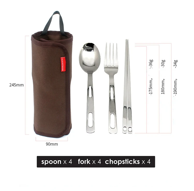 Cutlery Set People Outdoor Stainless Steel Fold Tableware Set Spoon Spork Chopsticks for Camping Picnic