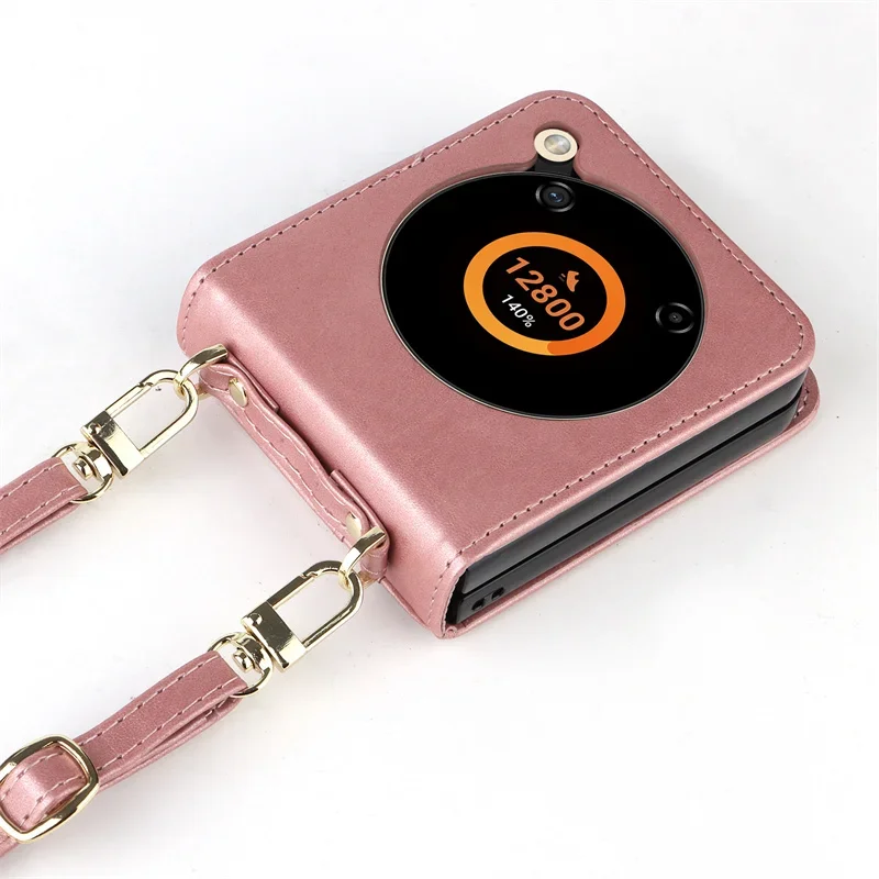 Crossbody Shockproof PU Leather Phone Case - Non-Slip, Hard Back Cover