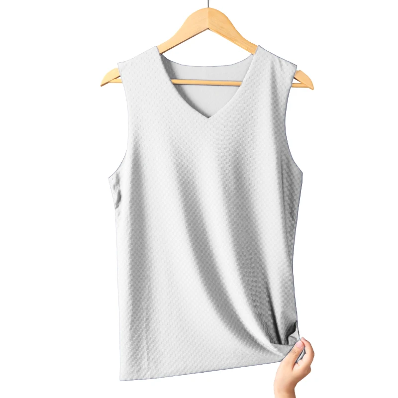 5 قطعة سترة رجالية من الحرير الجليدي بدون أثر قميص...