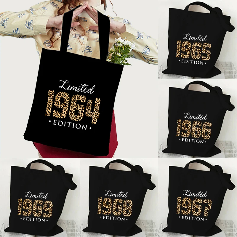 

2024 Women Limited 1964 Edition Print Canvas Tote Bag Casual Female Birthday Year Shopping Bags New Design Street Women Handbags