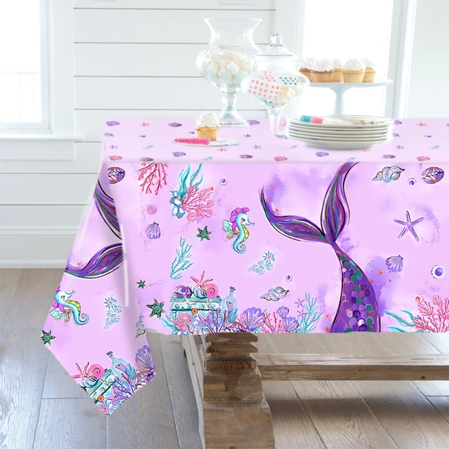 3pcs Mermaid TableCloths Under The Sea Party Plastic Table Covers