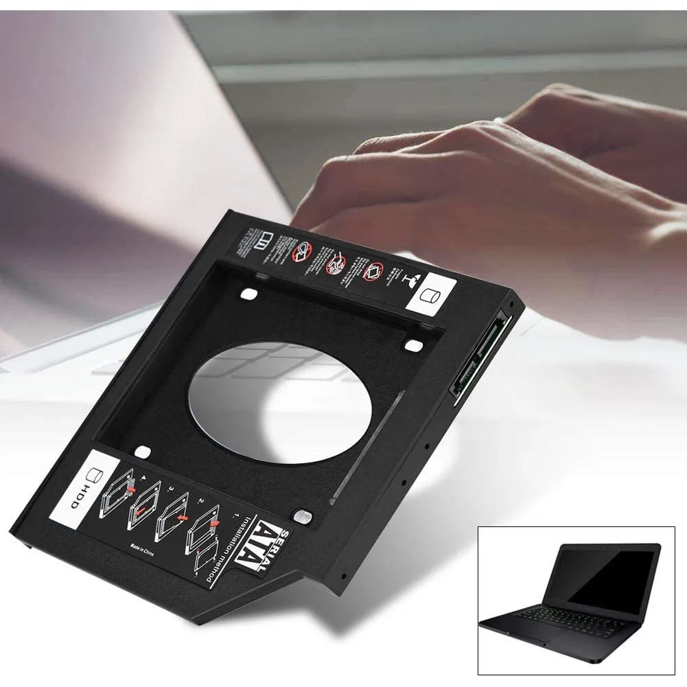 9.5mm 12.7mm 노트북 광학 베이 HDD SSD 캐디 플라스틱 하드 드라이브 브래킷 슬림 하드 디스크 마운팅 프레임 (노트북 광학 드라이브용)