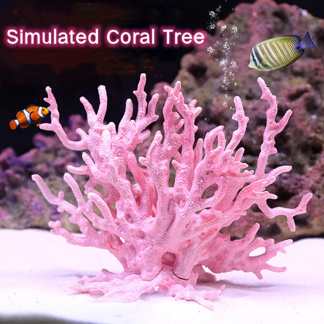 Vibrant Resin Aquarium Coral Ornament and Simulated Plant