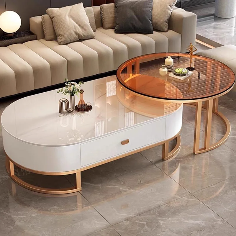 

Storage Drawers Coffee Tables Aesthetic Luxury Entrance Sofa Side Coffee Tables Unbreakable Unique Mesa Centro Design Furnitures