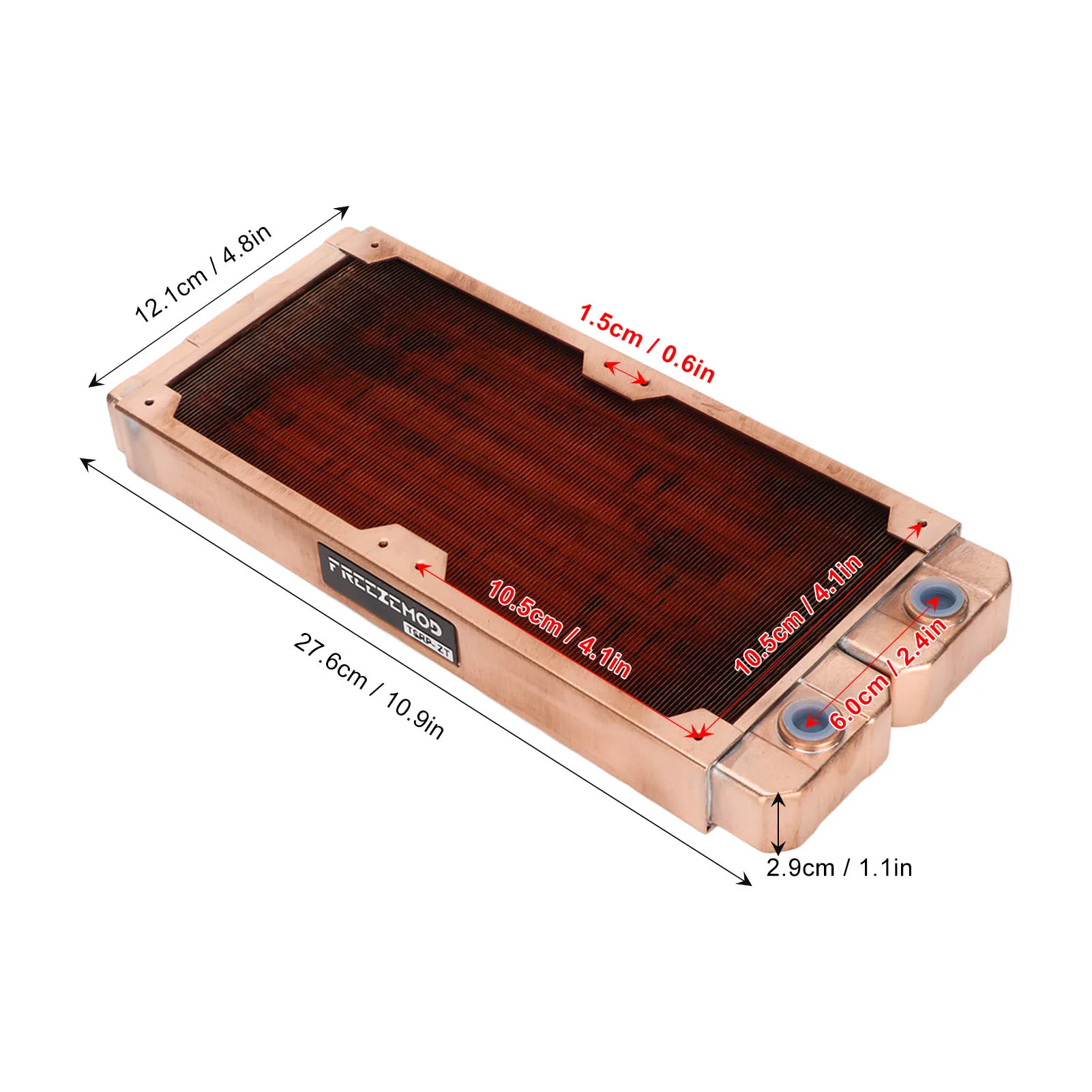 Freezemod-銅製水冷ラジエーター,7mmラウンドチューブ,g1/4スレッド,pc