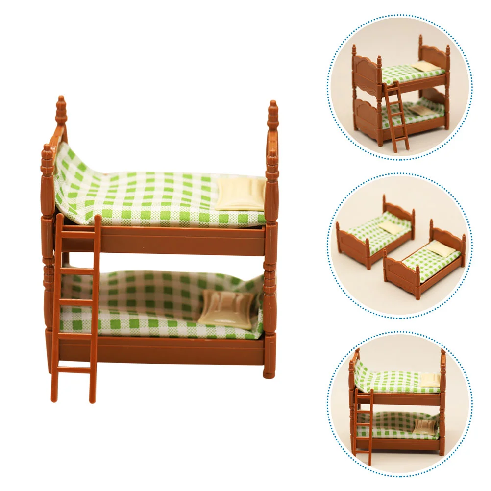 

1 Set Miniature Bed Mini Furnishing Adornment Mini Bunk Bed House Accessory