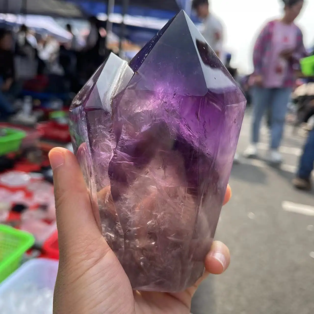 Natural Amethyst Twin Points Purple Gem Spiritual Healing Stone Obelisk Wand Stone Home Decor 5