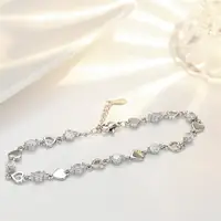 Luxury 925 Silver Heart Zircon Bracelet for Women