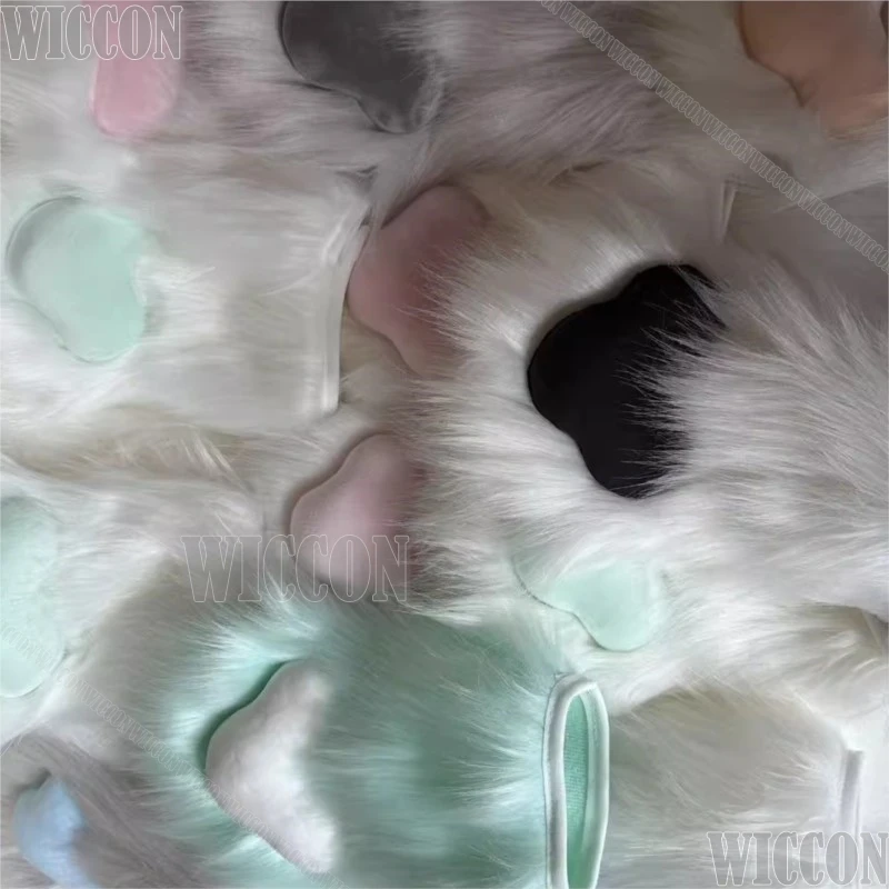 Furry Animal Claws Kig Fursuit Kigurumi Cosplay Furred Touchscreen Gloves Colorful Cute Gloves Holloween Women Men Customized