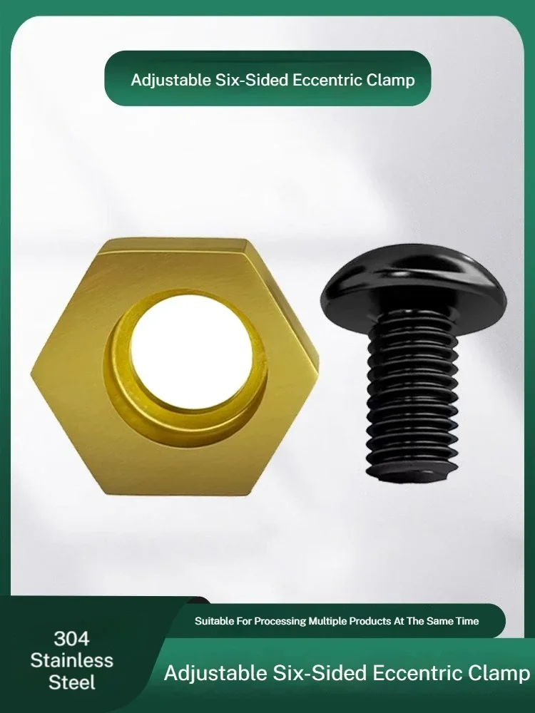 6 Pcs Hexagonal Eccentric Fixture Clamps Stainless Steel Anchor Clamping with Nut for Workholding Thread M4 M5 M6 M8 M10 M12 M16