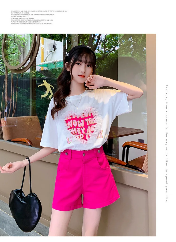 Teenager Summer Girls Clothes Letter Love Heart T Shirt + Shorts Outfits  Children 5 6 8 10 12 Years Kids Short Sleeve Tracksuit - AliExpress