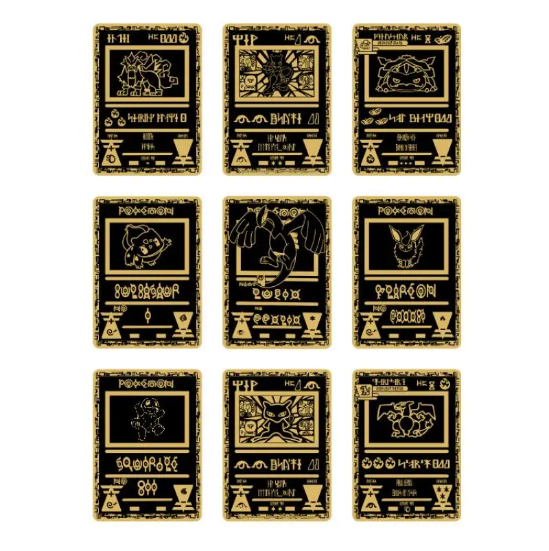 

Anime Pokemon Black metal DIY Ancient Card Mewtwo Jolteon Mew Charizard Rayquaza Hobbies Collectibles Game Anime Card Gift Toys