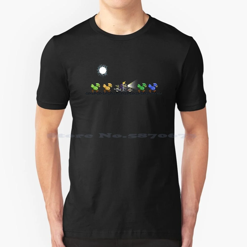 Cloudy'S Chocobo Squad T Shirt 100% Cotone Tee Final Fantasy Chobos World Pixel Art Pixel Cloud Strife Nes Retro Gaming