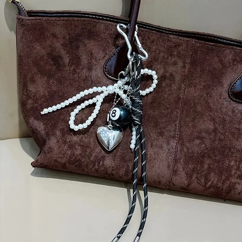 Fashion Beads Braid Rope Keychain Billiards Delicate Car Keyring Baseball Polyester Bag Cherry Pendant Lady