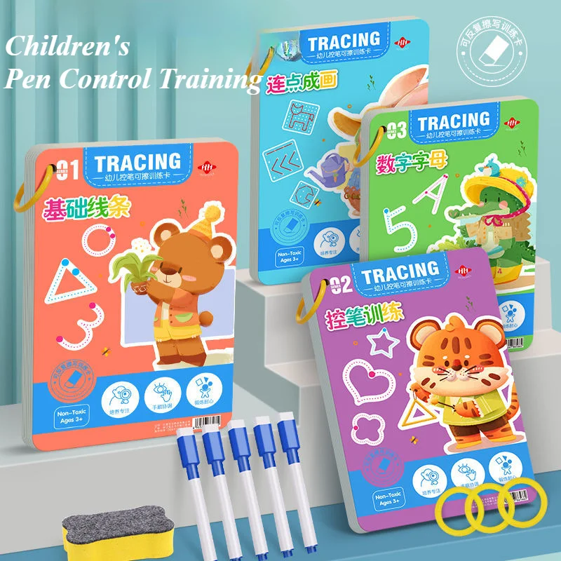 Toddler Pen Control Training Workbook Baby Magical Tracing Practice Copybook Reusable Writing Drawing Educational Picture Books