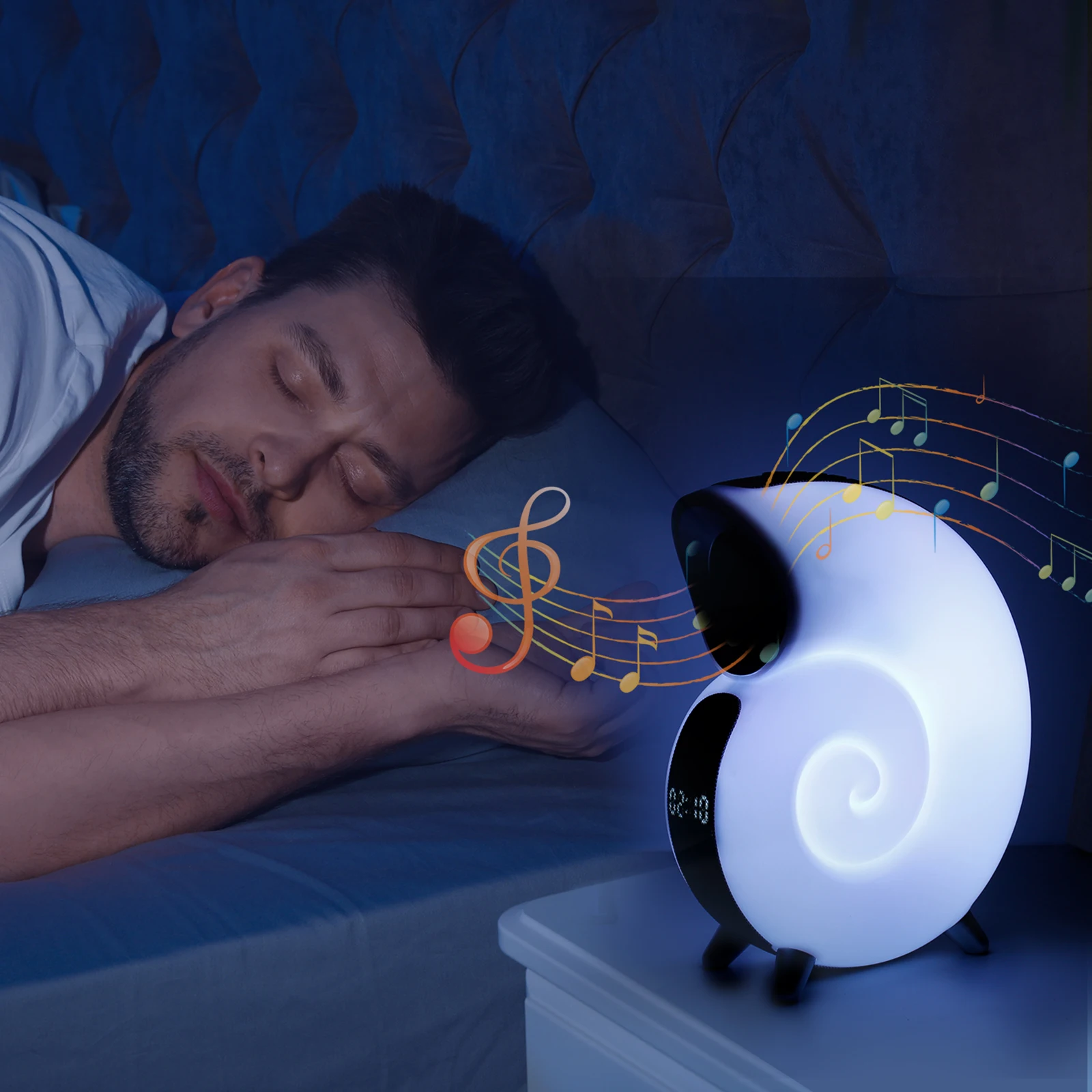 

Bluetooth Speaker Ambient Light Wireless Night Light Alarm Clock Rechargeable White Noise Alarm Clock Portable RGB Color