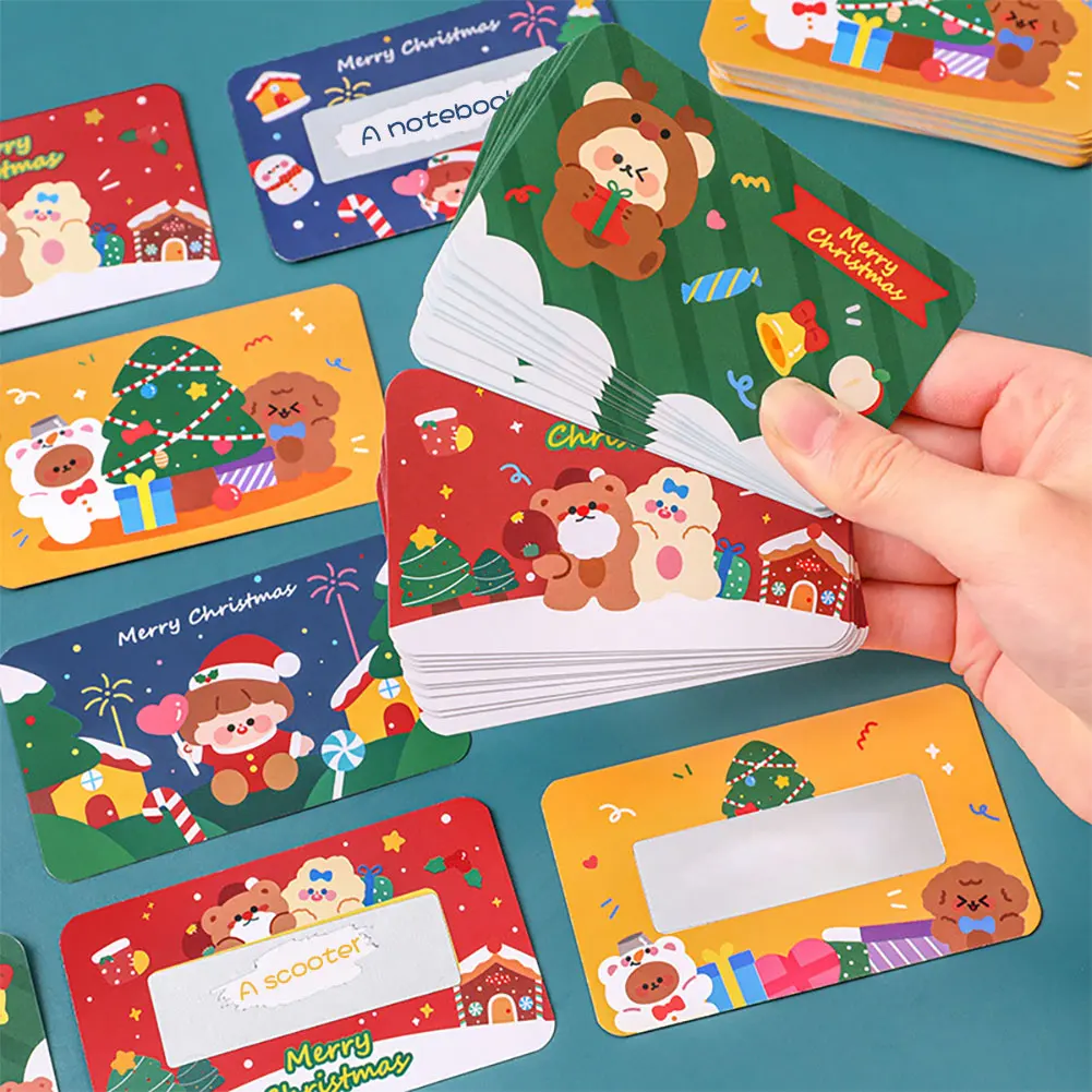 20Pcs Christmas Reward Scratch Card Film Coated Stickers Scratch Off Labels Xmas Stickers DIY Children's Redemption Vouchers