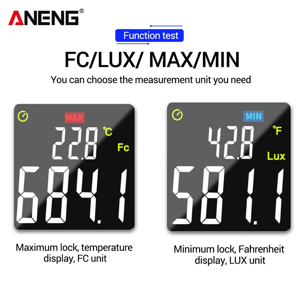 ANENG GN201 Luxmeter Digital Light Meter 200K Lux Meter Photometer UV UV Radiometer Handheld Illuminometer Photometer