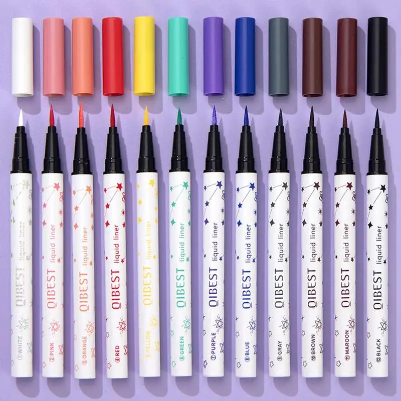 

12pcs Set Black Liquid Eyeliner Waterproof Long Lasting Eye Liner Pencil Quick Drying Natural Eyeliner Liquid Pen Cosmetic Tools