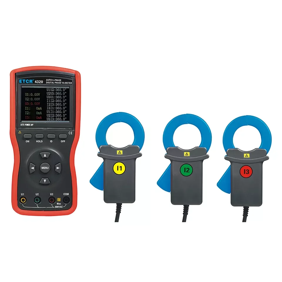 ETCR4320 Three-phase Digital Phase Voltmeter Triple Clamp Automatic 0~360 Phase