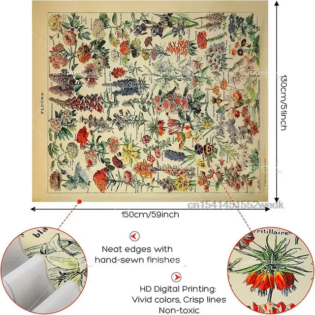 Tapisserie botanique vintage, tableau de référence, illustration d'art mural esthétique, décoration de la maison 5