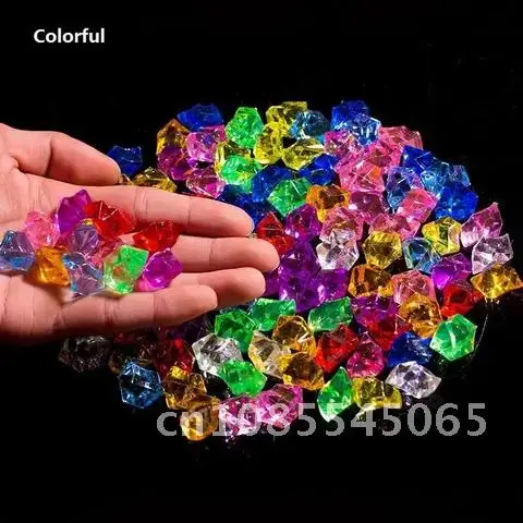 

100pcs Plastic Transparent Vase Decorative Stone Artificial Color Rock Acrylic Crystal Stone Fish Tank Home Wedding Decorations