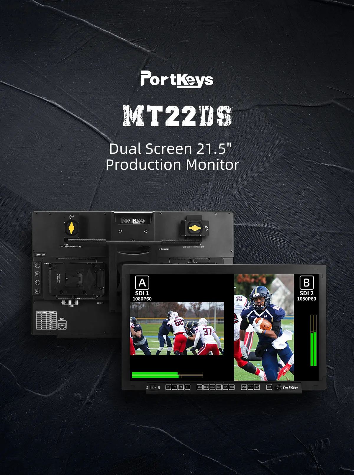 PortKeys MT22DS 21.5 inch SDI HDMI Dual Screen Production