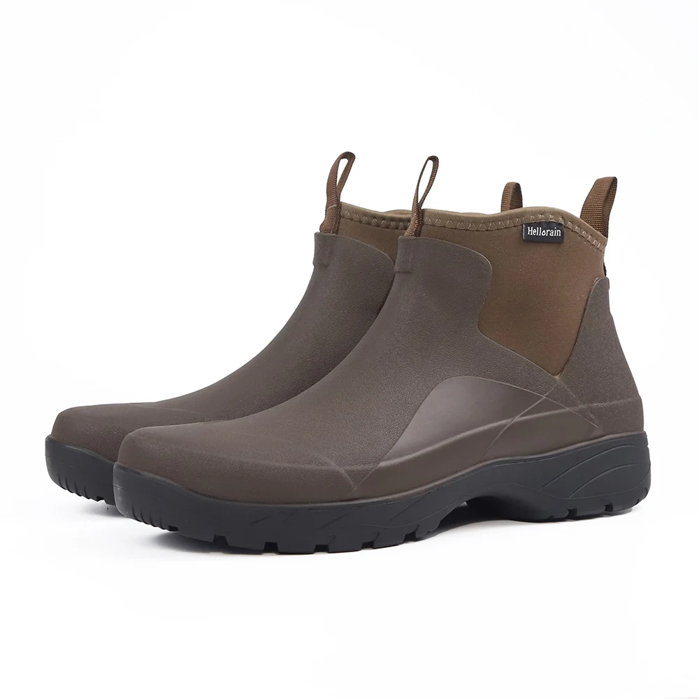 Hellruin brown short boots - one-piece molded construction no glue