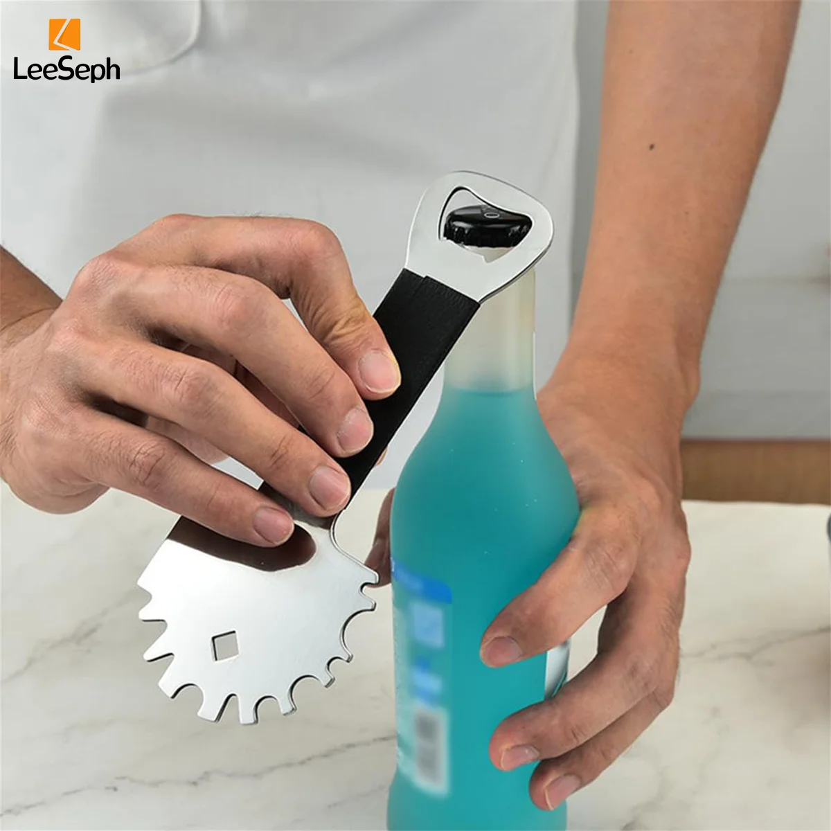 Leeseph Stainless Steel Grill & Griddle Scraper, includes Bottle Opener, Barbeque Brush Substitute, BBQ Grill Accessories