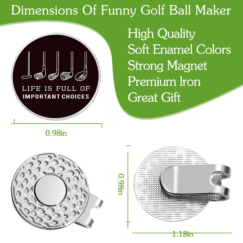 Golf Club Cartoon Pattern Golf Ball Marker Hat Clip Magnetic Hat Clips Accessories Jewelry Gift For Golfer Birthday golf ball mark,golf hat clip