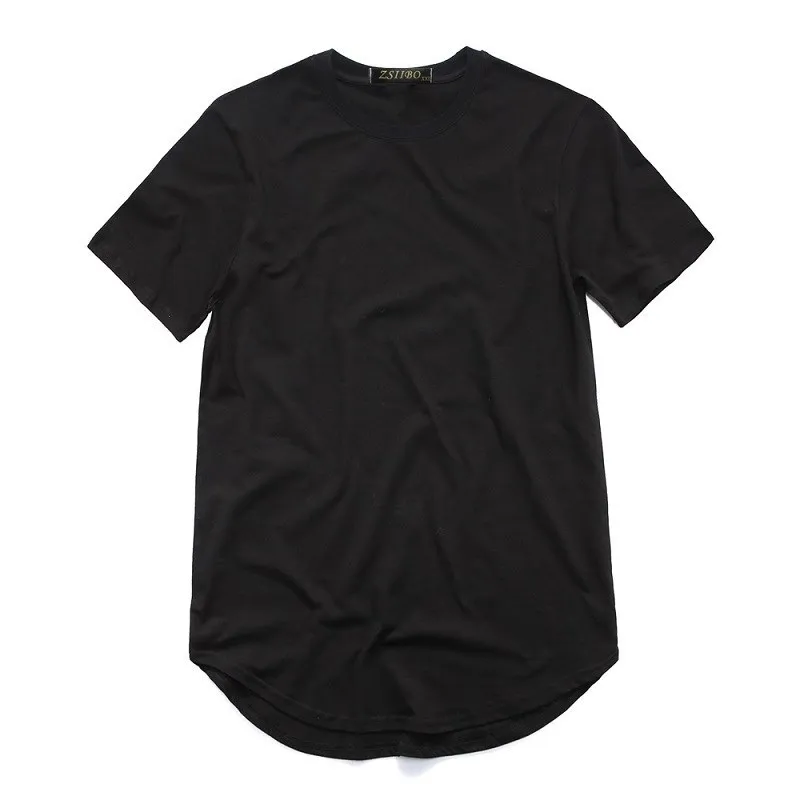 ZSIIBO TX135-C Men's T Shirt Extended Round Sweep T-Shirt Curved Hem Long line Tops Hip Hop Urban Blank Tees Clothes Streetwear 4