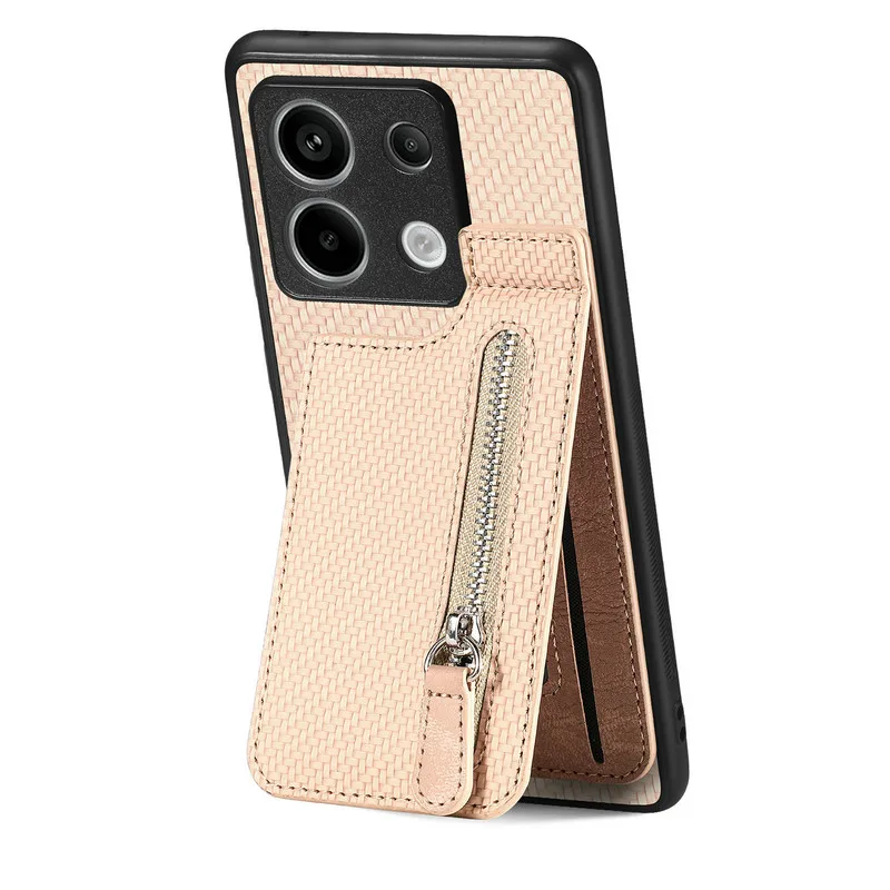 Luxury Leather Card Holder Back Cover with Zipper Wallet