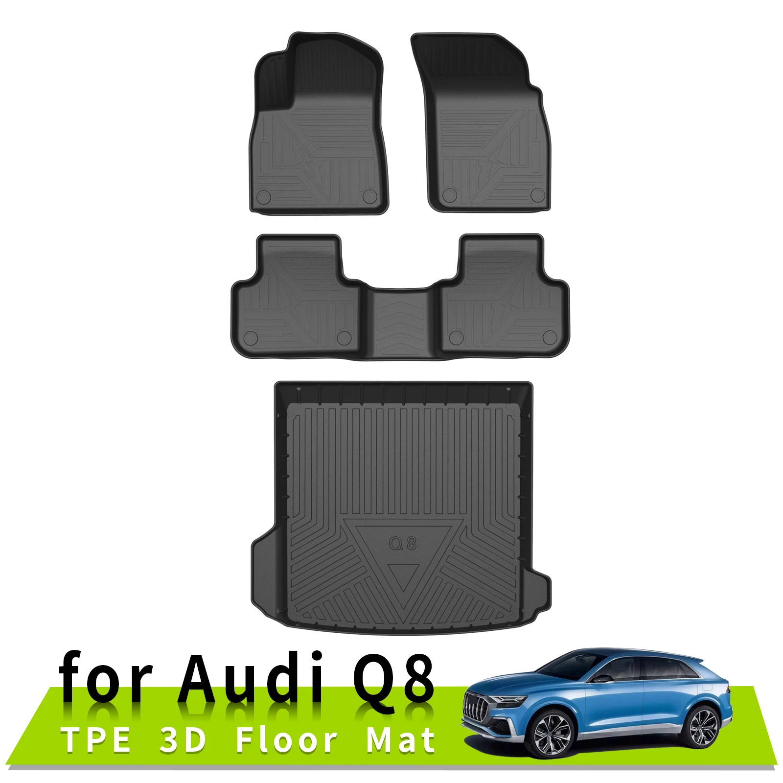 CarFloorMatsTrunkPadforAudiQ8AllWeatherAntiSlipWaterproof