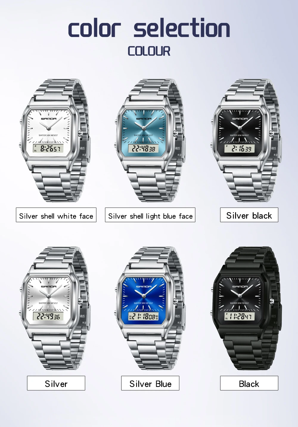 SANDA 747 ساعة فاخرة ذات طراز فني من الفولاذ المقا...