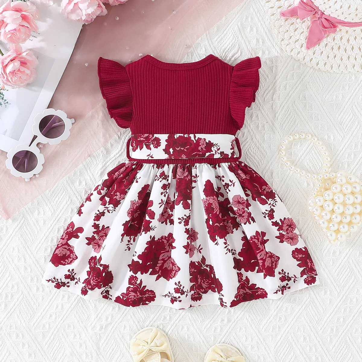 Baby Girl Floral Butterfly Sleeve Dress 6