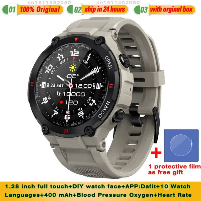 Men Smart Watch 400mAh Fitness Tracker Heart Rate Pressure Oxygen Monitor IP68 Waterproof 400mAh Big Battery Men Smartwatch