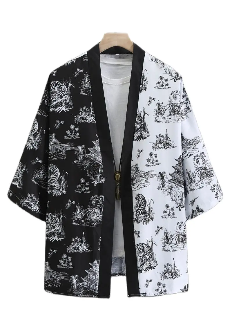 

Men Print Shirt Summer Loose Japanese Streetwear Cardigan Men Kimono Cosplay Top Shirts Mlae Fashion Clothes