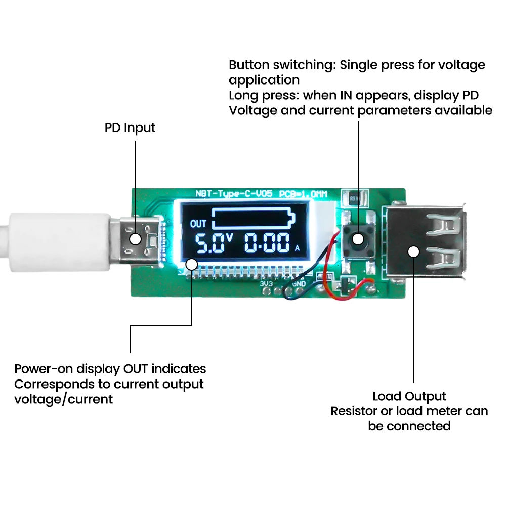 

Type-C вход PD протокол быстрой зарядки приманка триггерный модуль старение плата с ЖК-дисплеем 5 В/9 В/15 В/20 в вольтметр детектор напряжения