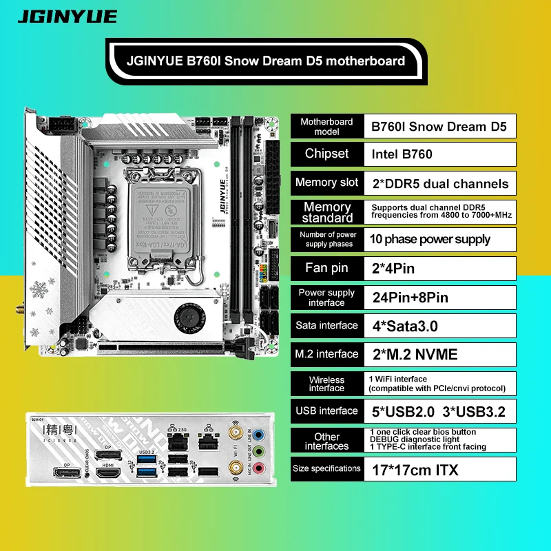 JGINYUE B760i Motherboard LGA 1700 Support Intel Core 12th 13th