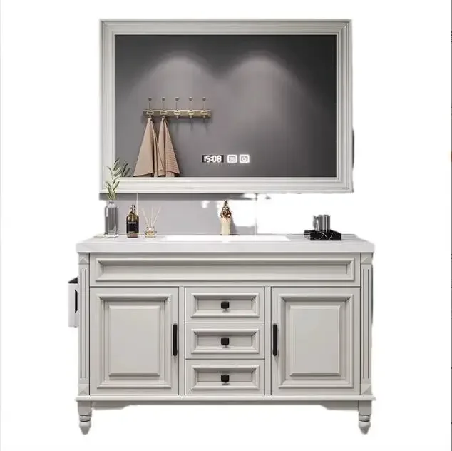 American Style Floor Free Standing Sintered Stone Bathroom Vanity Cabinet Set With Counter Top