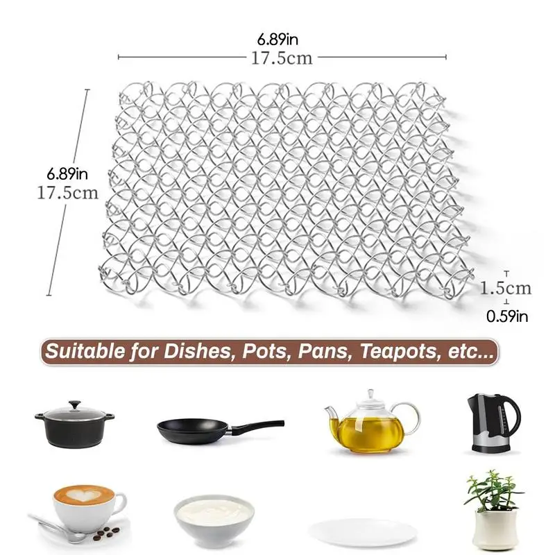 Tableware Insulated Mat Spring Anti Scald Pad Spiral Wire Trivet Heat Insulation Pad Stainless Steel Tableware Mat For Camping
