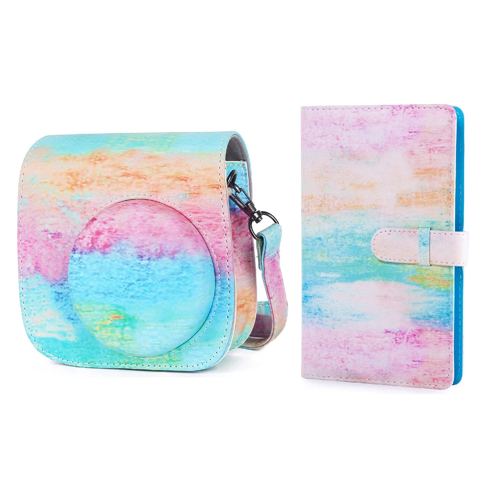 PU Leather Camera Case Protector Pouch Bag Compatible Case with Soft Shoulder Strap for Fujifilm Instax Mini 11 9 8 