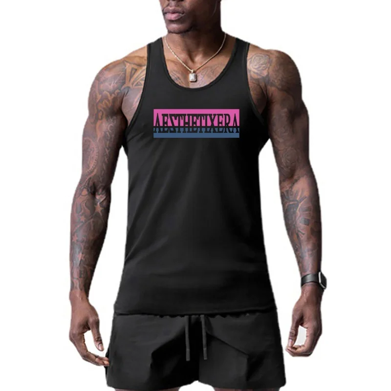 

New Mens Cool Workout Gym Casual Tank Top Fitness Muscle Mesh Vest Slim Fit Undershirt Quick Dry Sleeveless Singlets