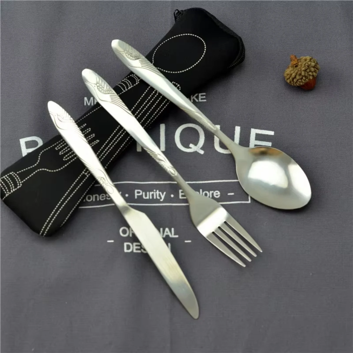 Set da picnic stoviglie lavabili con cerniera kit di posate da viaggio