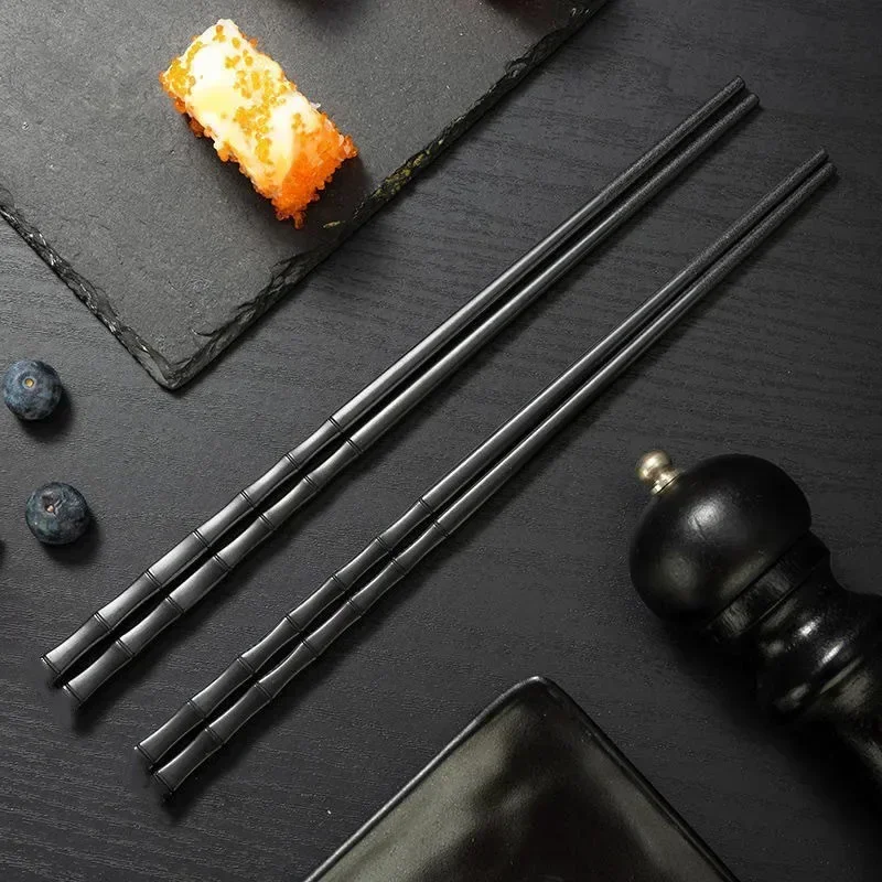 Finger Chopsticks Non Slip Wooden Sushi Chopsticks 1 Pairs Alloy Reusable Dishwasher Safe