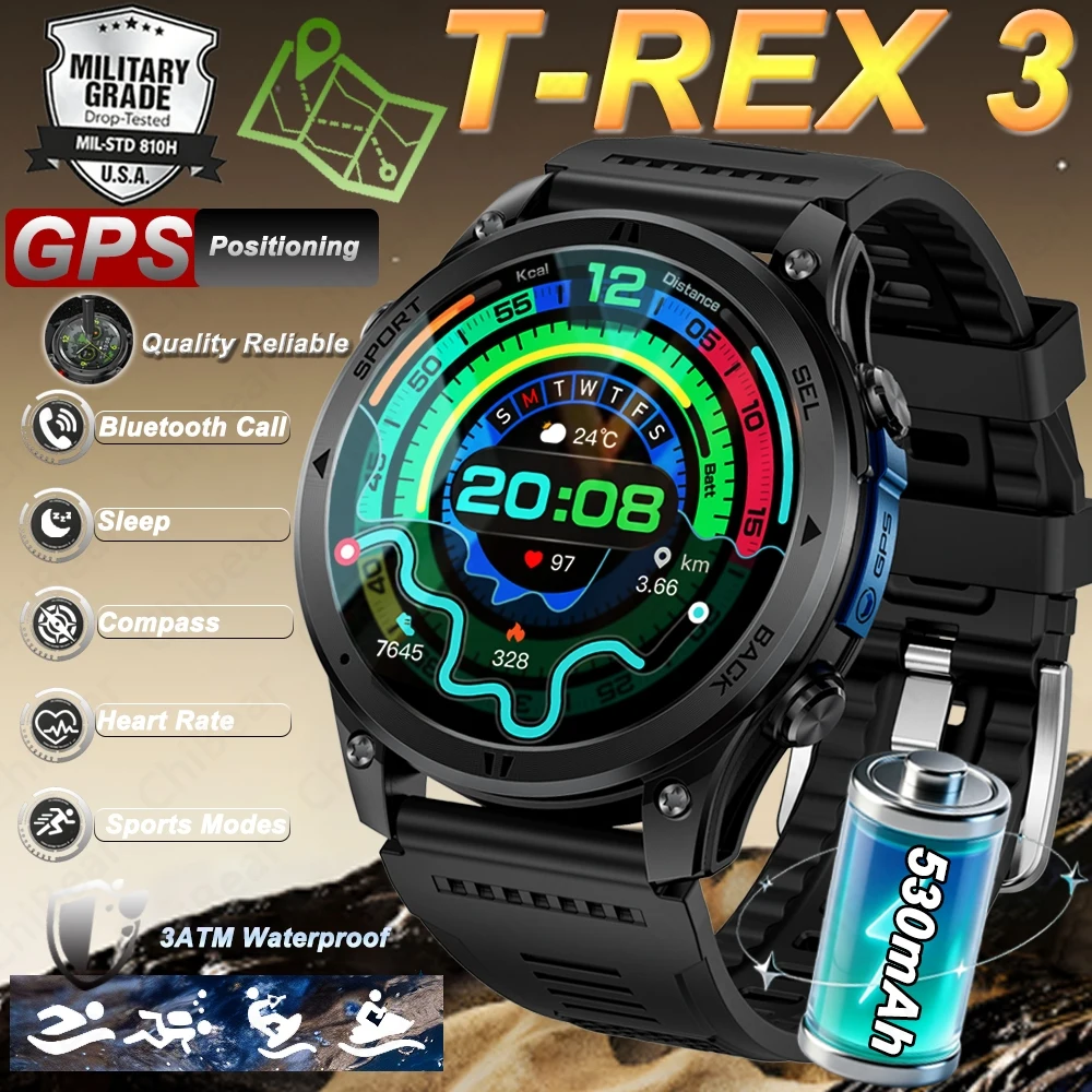 Smartwatch militar com gps rastreamento chamadas bluetooth_voghion.com