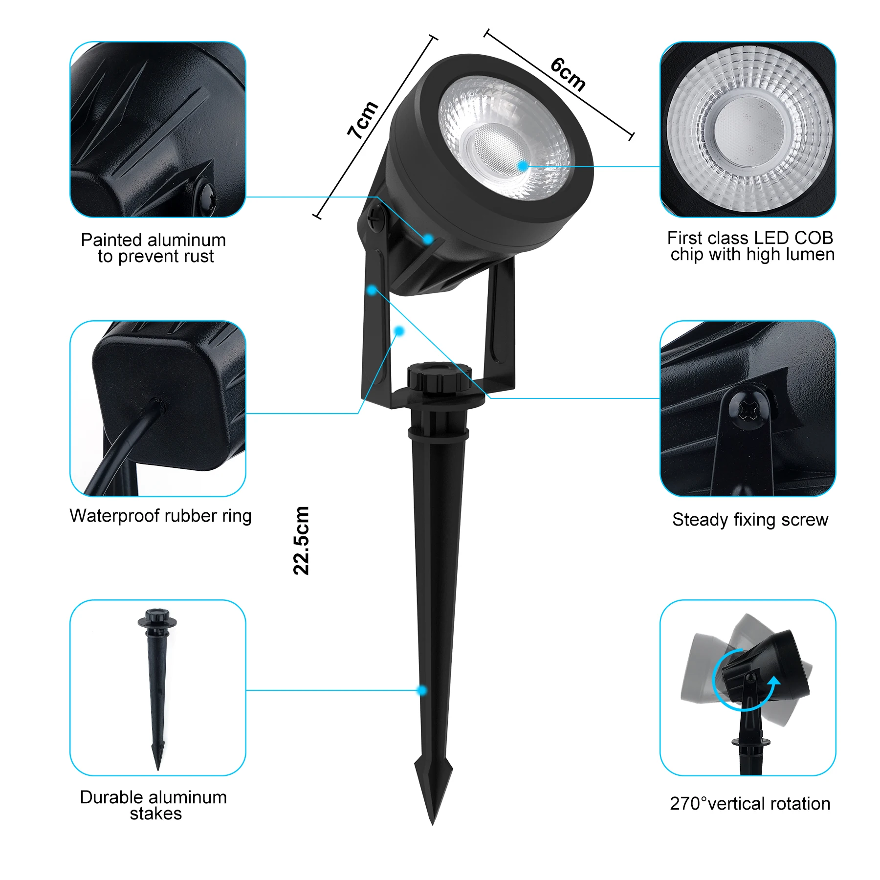 EU/US/UK Plug COB Super Bright Spotlight Led Garden Light Lawn Lamp Low Voltage Landscape Lighting Waterproof Outdoor Lamp 6