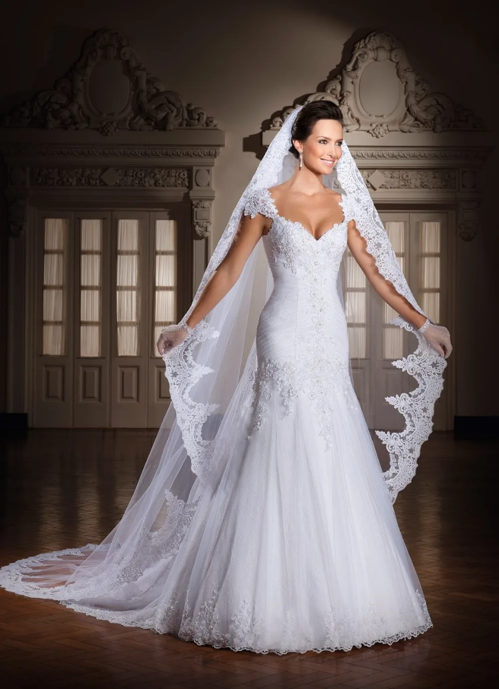 

Vestido De Casamento Vintage Custom Sweetheart Cap Sleeves Lace Beading Mermaid bridal gown 2018 mother of the bride dresses