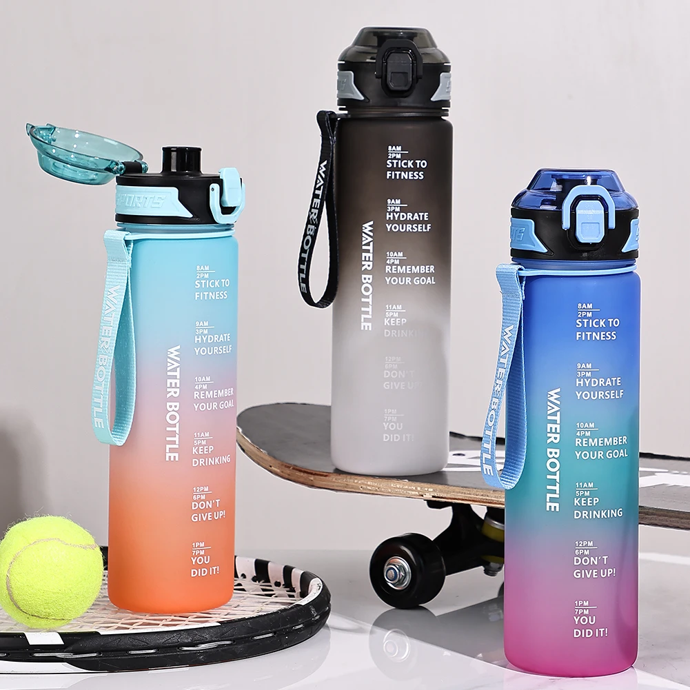 Description Picture 6 of item1000ML Sports Water Bottle with Time Marker Leak-proof Cup Motivational Portable Water bottle for Outdoor Sport Fitness BPA Free
