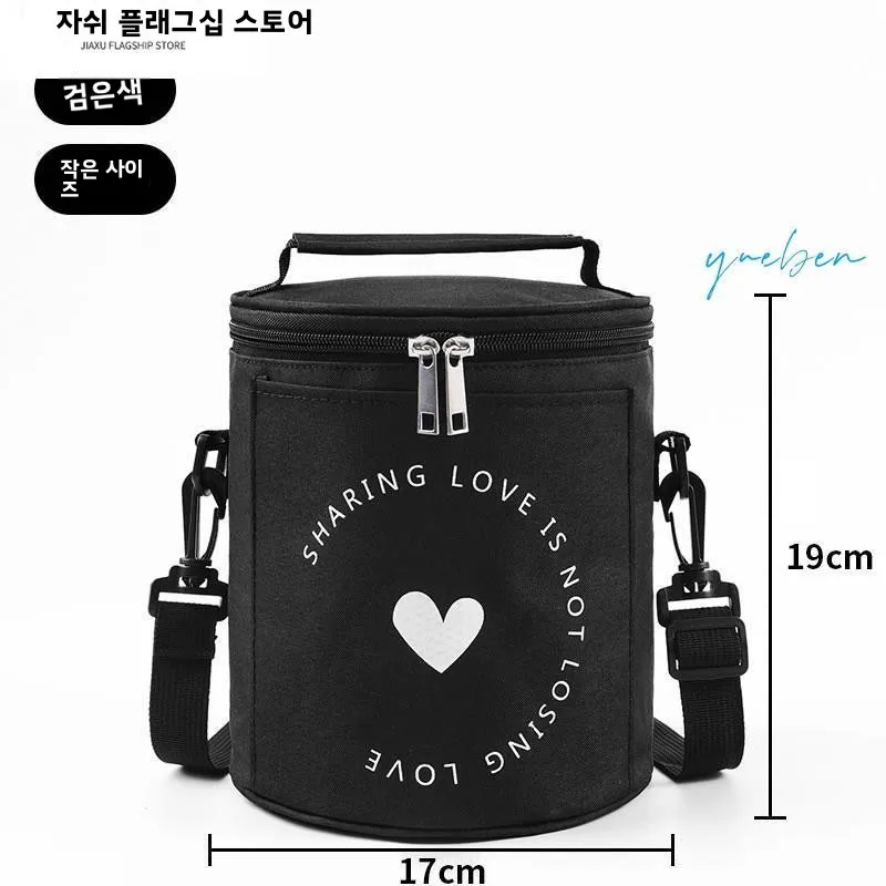 두꺼운 알루미늄 호일 원형 보온 도시락 가방 핸드백 음식 용기 커버 오래 지속되는 보온 외부 코팅 벤토 가방 포함